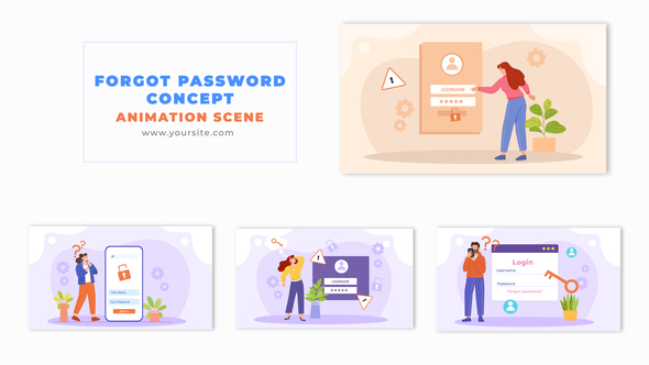 Forgot Password Concept Flat 2D Animation Scene