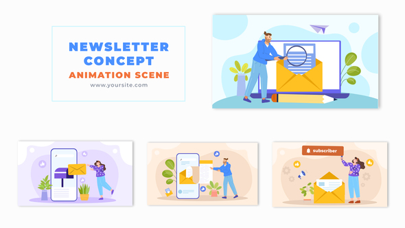 Email Marketing Newsletters Concept Vector Animation Scene