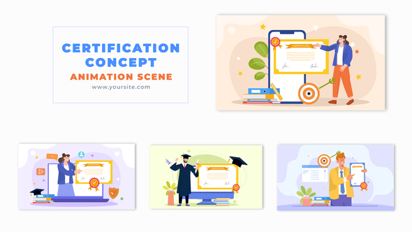 Flat Character Design Certification Concept Animation Scene