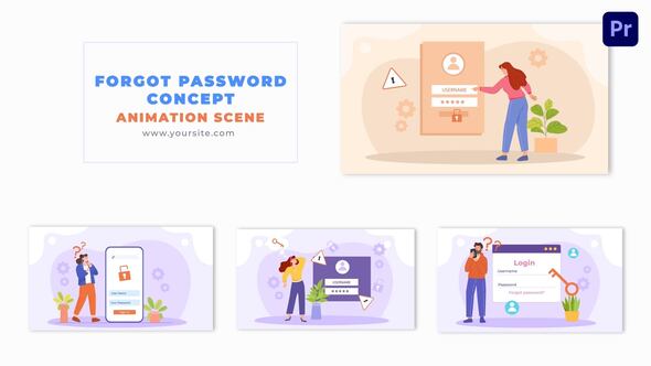 Forgot Password Concept Flat Vector Graphic Animation Scene