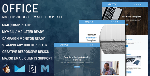 Office - Multipurpose Responsive Email Template with online Stampready & Mailchimp Builders Access