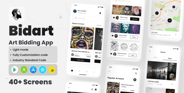 Bidart - Art Bidding App React Native CLI Ui Kit