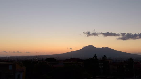 View of Mount Vesuvius at sunset.