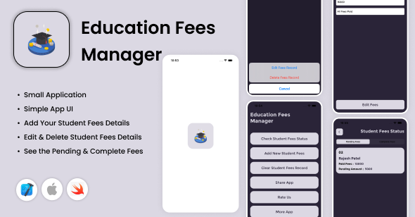 Education Fees Manager - iOS App - Student Fee Recorder - Fee Management