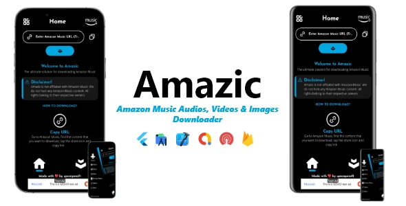 Amazic - Amazon Music Audios, Videos & Images Downloader | ADMOB, ONESIGNAL, FIREBASE