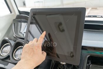 Autonomous vehicle interior with touch screen and auto navigation system