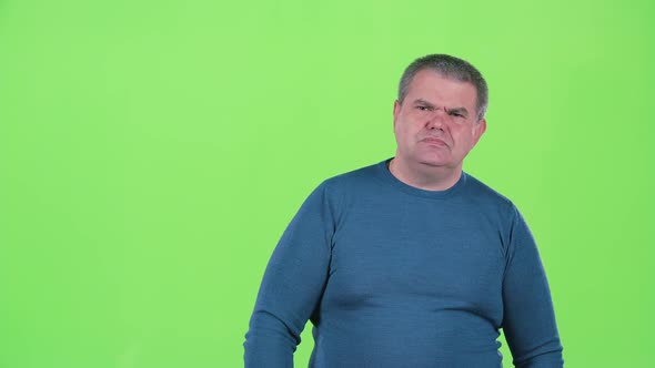 Man Thinks About His Life. Green Screen