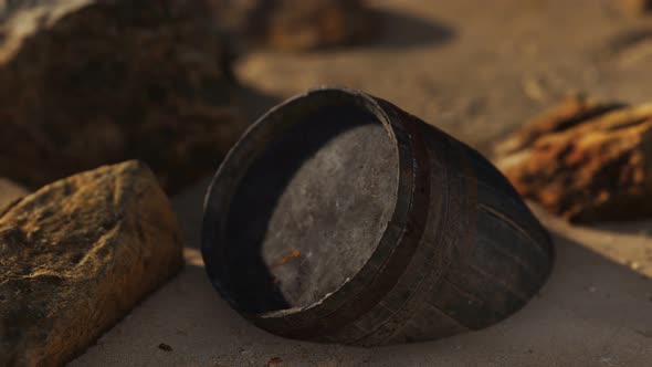 Old Wooden Barrel at Sand Beach