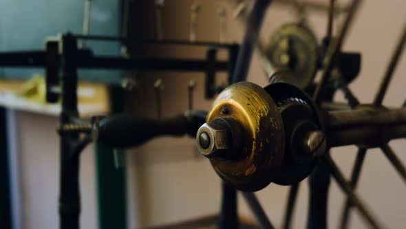 Old Vintage Yarn Loom is Spinning Slowly