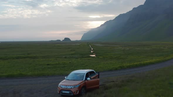 Drone View of Amazing Green Highlands in Iceland