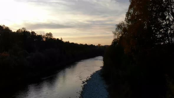 Drone Video of an River at sunset
