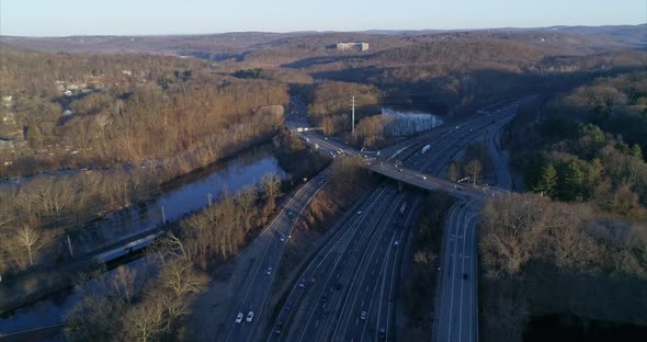 Flying Over a Highway in Katonah Westchester County