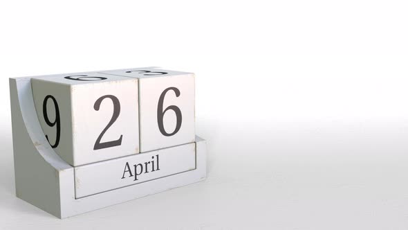 April 26 Date on Wooden Blocks Calendar