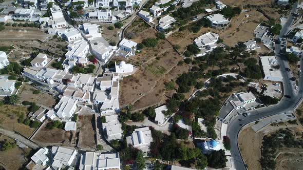 Village of Apollonia on Sifnos Island in the Cyclades in Greece from the sky