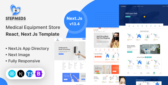 Stepmeds - Medical Equipment Store React, NextJs Redux Template