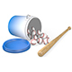 Baseball Set (Bat, Opened Bucket with Balls) - 3DOcean Item for Sale