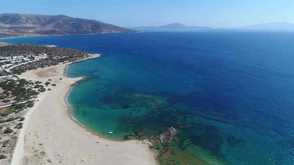 Naxos island in the Cyclades in Greece seen from the sky