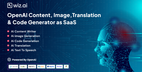 WizAI - OpenAI Content, Image, Translation, ChatBot, and Speech to Text Generator SaaS Platform