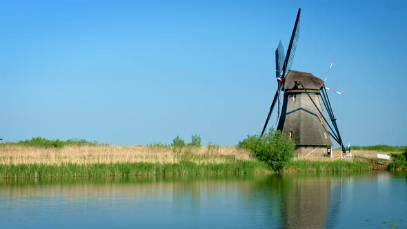 Windmills at Kinderdijk in Holland. Netherlands