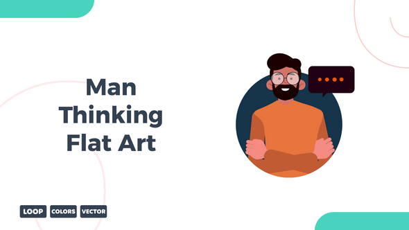 Man Thinking Flat art