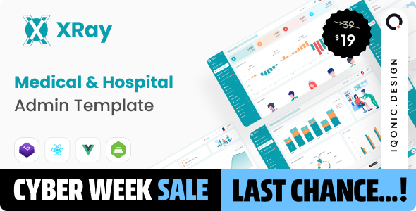 XRay -  React, VueJS, HTML Medical and Hospital Admin Template