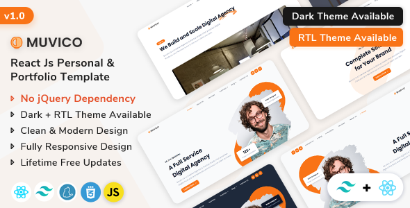 Muvico - React Js Personal & Minimal Portfolio Template