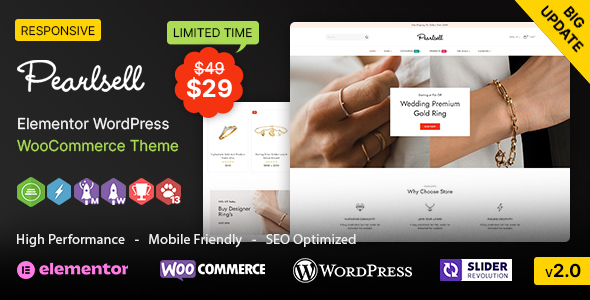 Pearlsell WP – Jewelry Elementor WooCommerce Theme