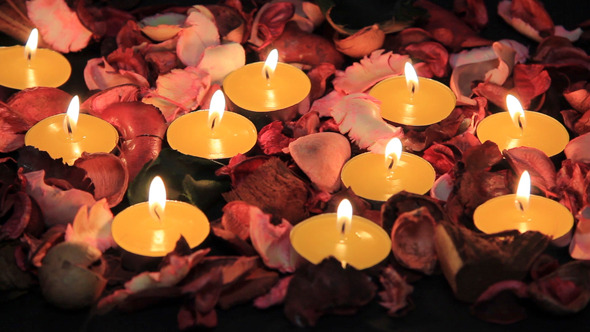 Candles And Roses For Valentine