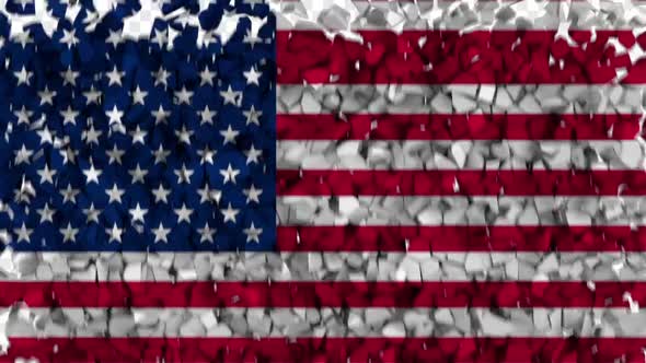 American Flag / USA Flag Breaking Rocks Transition