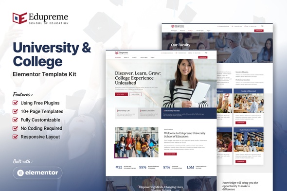 Edupreme - University & College Elementor Template Kit