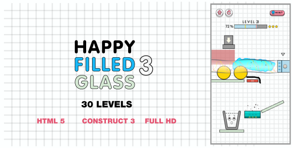 Happy Filled Glass 3 - HTML5 Game (Construct3)