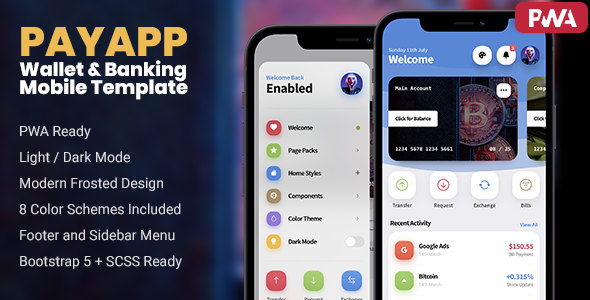 PayApp - Wallet & Banking PWA Mobile Template