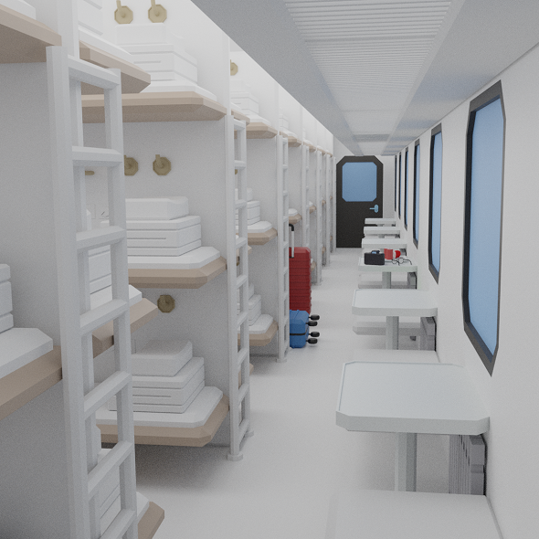 Cartoon Sleeper Train Interior 3D model