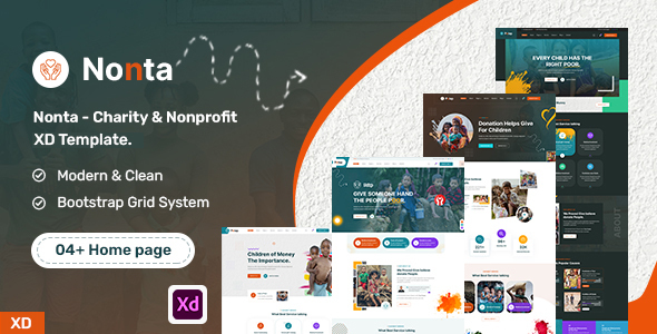 Nonta - Charity & Nonprofit XD Template.