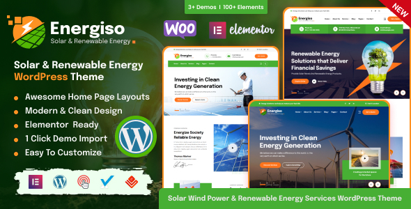 Energiso - Solar Technology & Renewable Energy WordPress Theme