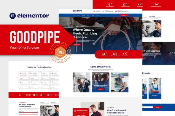 Goodpipe - Plumbing Services Elementor Template Kit