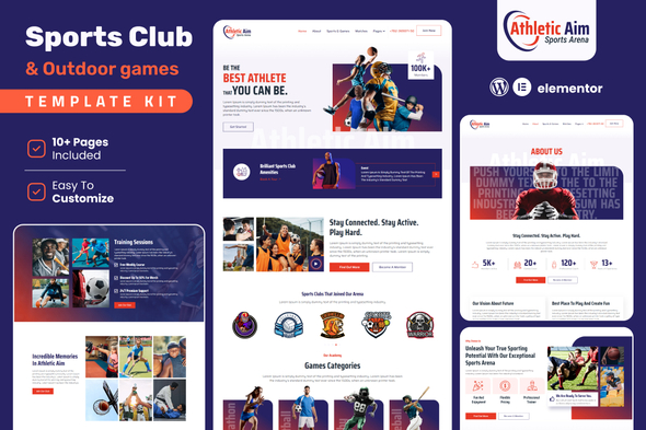 Athletic Aim – Sports Club & Outdoor Games Elementor Template Kit