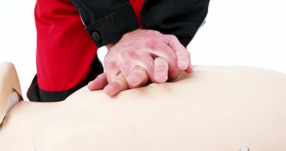 Male paramedic during cardiopulmonary resuscitation training