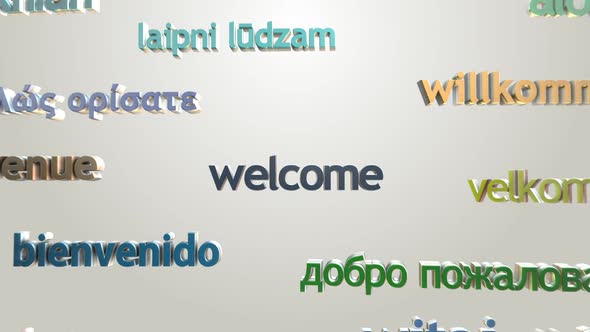 Language learning concept- "Welcome" ,other languages greetings typography