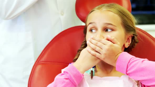 Young patient scared during a dental check-up