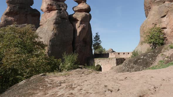 Canyon with strange  formations in Western Bulgaria 4K 2160p 30fps UltraHD footage - Town of Belogra