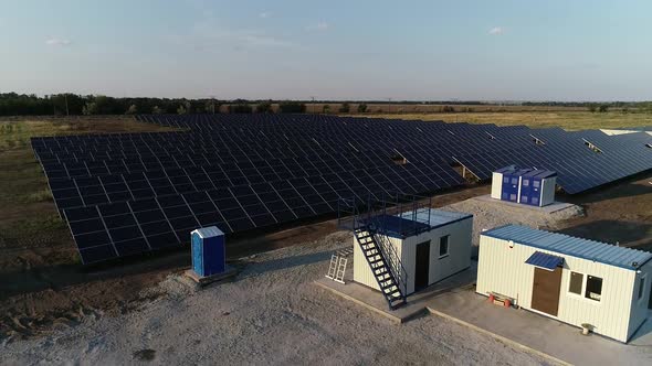 Aerial View of a Solar Power Station with Lots of Solar Panels Renewable Energy