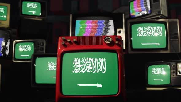 Flag of Saudi Arabia and Retro TVs.