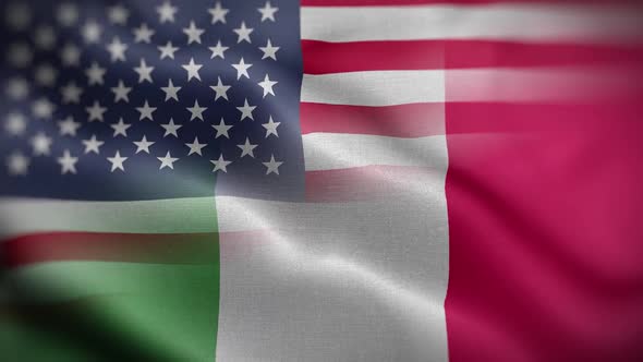 USA Italy Flag Mix Textured Waving Front Background HD