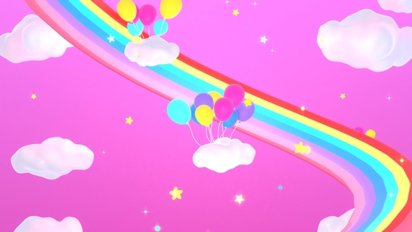 Rainbow And Balloons