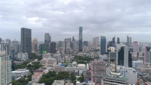 4k Aerial city view of Bangkok dowtnown, Flying over Bangkok, Thailand.