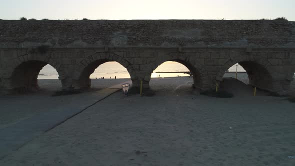 Aerial view of Caesarea Maritima and arches 