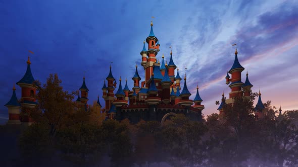 Fantasy Castle In Park Forest