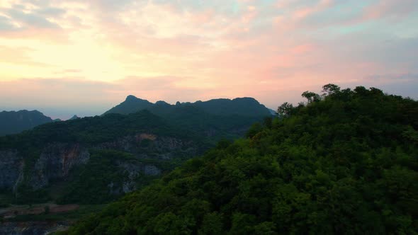 4K Aerial drone of beautiful valley between mountains.