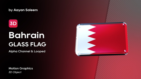 Bahrain Flag 3D Glass Badge